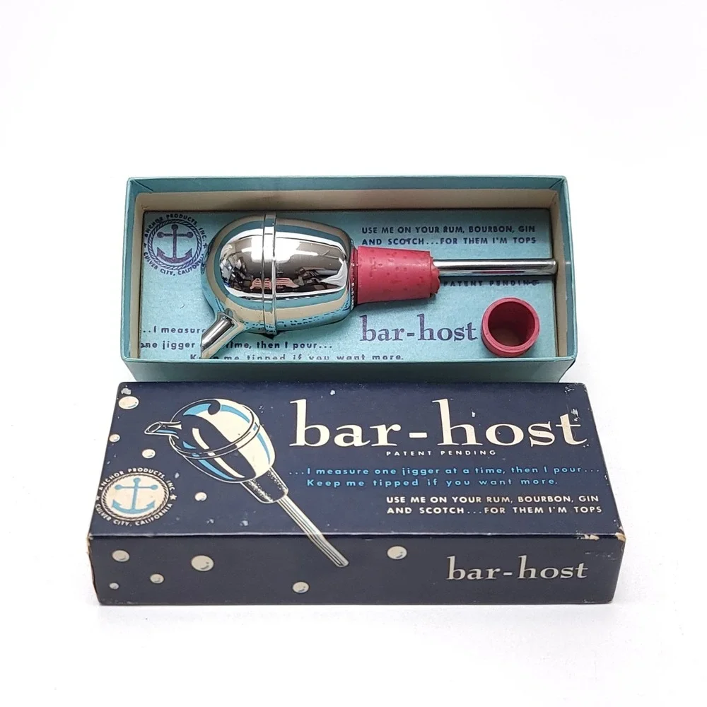 Vintage Anchor Products Bar Host Jigger Pourer‎ Stopper Chrome Barware MCM